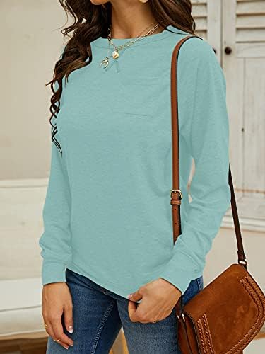 Miracmoda נשים צמרות בסיסיות צוואר צוואר טי רופף מתאים חולצות שרוול ארוך מזדמן סוודר