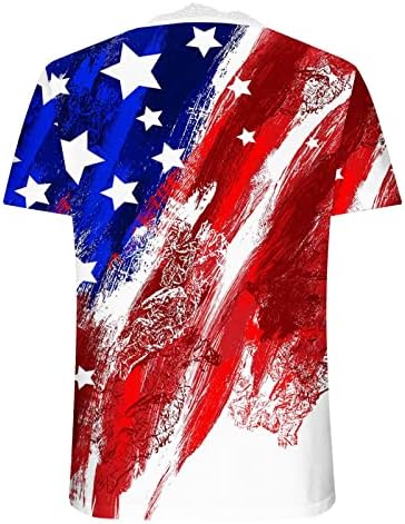 חולצת טי ליום העצמאות לנשים קיץ V-צווארון דגל אמריקאי מזדמן הדפס פטריוטי טוניו תחרה טוניקות סרוגה