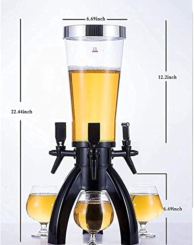 מתקן בירה מרופד לבר, מתקן משקאות למתקן משקאות של מגדל בירה 3L עם 3 ברזים וצינור קרח למסיבה KTV ברביקיו מזנון מסעדות