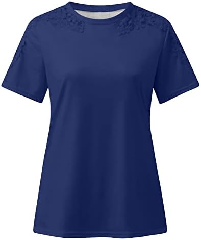 צמרות קיץ לנשים 2023, מחוץ לכתפיים צמרות תחרה סרוג חולצות שרוול קצר מזדמן בתוספת צמרות טוניקה בגודל