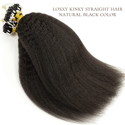 לוקסי מיקרולינק תוספות שיער אמיתי שיער טבעי קינקי ישר 100 גדילים טבעי שחור צבע חרוז טבעת שיער טבעי