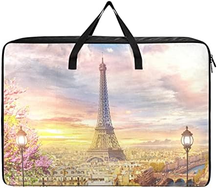 Alaza Eiffel Tower Paris במיוחד תיק אחסון גדול שטח שטח שטח חוסך תיק כביסה שמיכת מיטה מצעי מזוודות מארגן אחסון