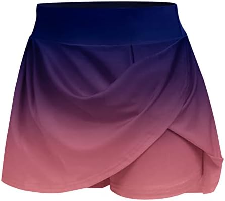 חצאיות טניס זורמות קפלים עם מכנסיים קצרים לנשים גולף סקורטס 2 במותניים 2 ב 1 הדפס נמר ריצה מכנסיים