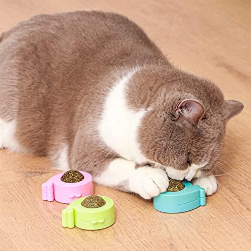 צעצועי קיר קטניפ פורפיט, כדורי קטניפ אכילים מסתובבים 360 מעלות לחתולים, ניקוי שיניים שיניים חתול כדור