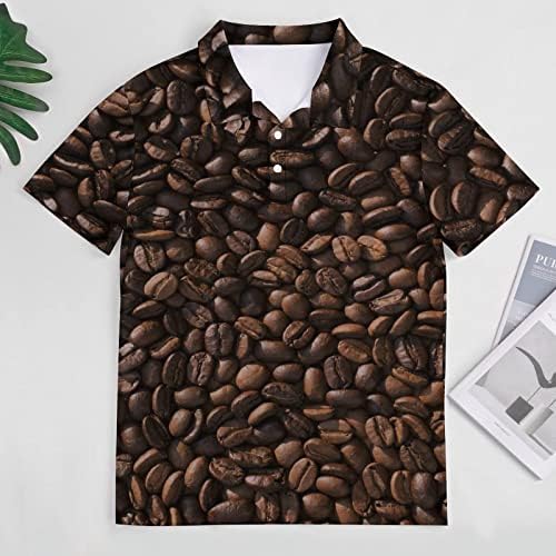 קפה שעועית פולו חולצות לגברים קצר שרוול כפתור עד שרירים כושר חוף חולצה עם אופנה נועד