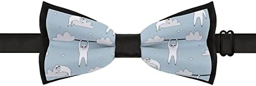 WeedKeycat עצלן שוב עצלני עניבה מצחיקה עניבה מקושרת קשורים פרפר מתכווננים מודפסים לגברים