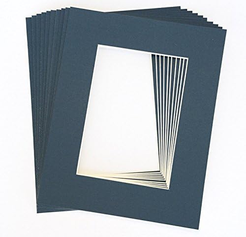 Topseller100, חבילה של 10 חיל הים כחול 11x14 מחצלות תמונה עם חצץ עם פוע ליבה לבן לחתוך 8x10 תמונות