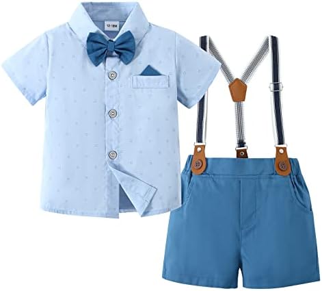 חליפות בגדי תינוקות של Nilikastta, קיץ פעוט חולצה קצרה רשמית+Bowtie+מכנסיים קצרים של מכנסיים שוכנים
