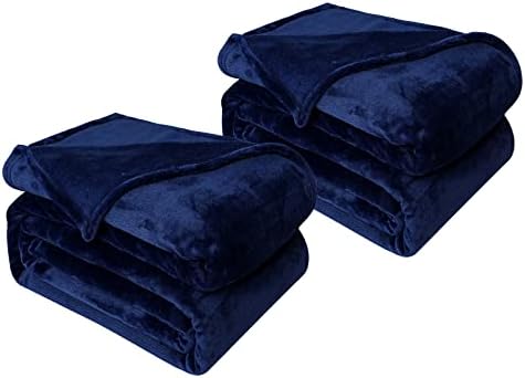 ג 'יהאנה 2 מארז שמיכה לזרוק שמיכה לזרוק צמר כחול כהה לספה ספה, שמיכות סופר רכות וחמות, קטיפה,