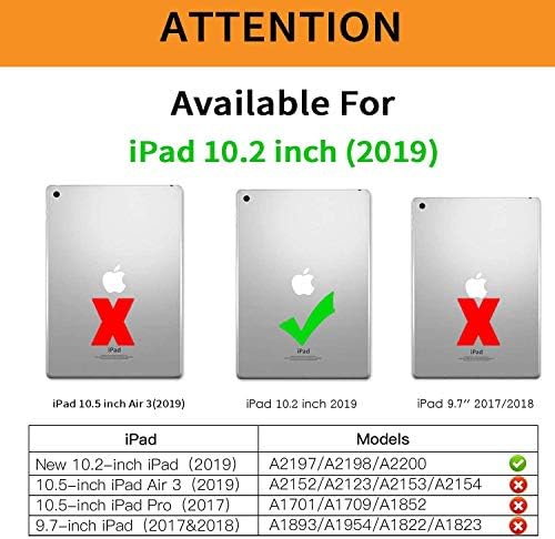 IPAD חדש דור 7/iPad 10.2 מארז, מארז עור מגן, מעמד מתכוונן מתכוונן עתיק/שינה חכם מארז לאייפד 10.2 אינץ '