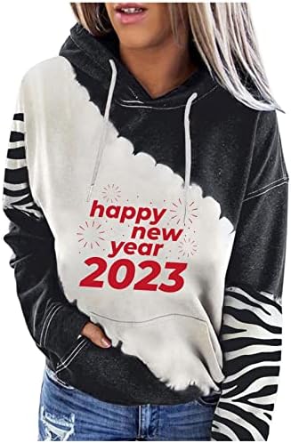 נשים הוד טיז סוודר חולצות שנה טובה 2023 חולצות חולצה ארוך שרוולים מקרית נים סווטשירט טוניקה למעלה