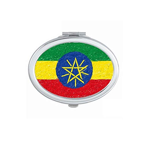 פסים אתיופיה דגל עפרון ציור מראה נייד לקפל יד איפור כפול צד משקפיים