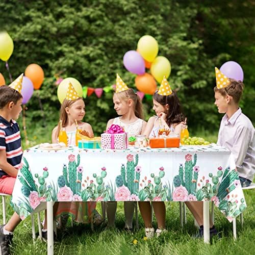 ברלינג 3 חתיכות מפת קקטוס בצבעי מים כיסוי שולחן עמיד למים מפלסטיק לקישוטי מסיבת יום הולדת אספקת