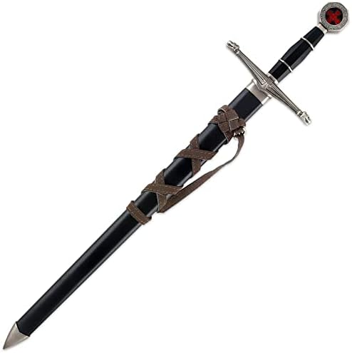 Tomahawk הנסיך השחור חרב ימי הביניים עם נדן - רבייה היסטורית, להב נירוסטה, ידית מתכת יצוקה עם אחיזת TPU, עבור מחדש