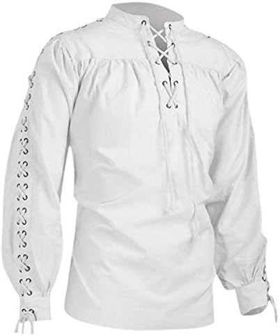 חולצות גותיות xxbr לגברים, בתוספת שרוול ארוך בגודל תחבושת רטרו מימי הביניים סוודר צוואר מדומה צוואר צמרות מזדמנים