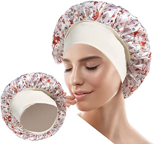 כובעי מקלחת אמבטיה של NPKGVIA לנשים כובעי מקלחת אטומים לשימוש חוזר כובע שיער לשימוש חוזר למקלחת הגנה כפולה אלסטי