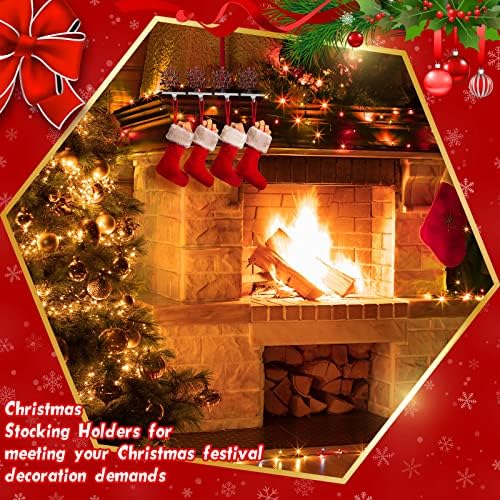 ZHENGMY 4 חבילה מחזיקי גרב לחג המולד בופלו ווים משובצים ווים של פתית שלג מנטל אח יציב אח לחופשה