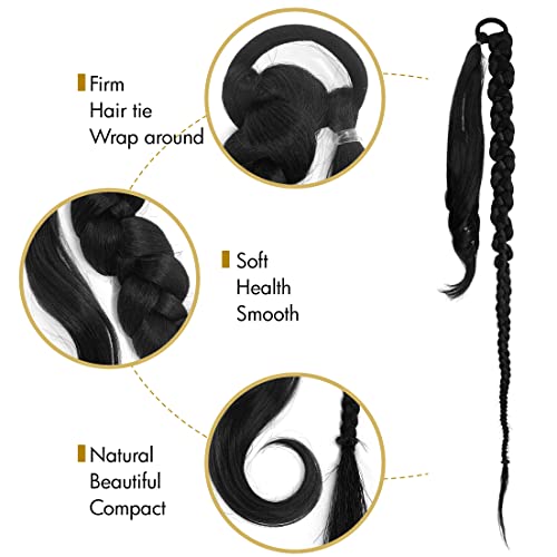 ארוך קלוע קוקו הארכת עם שיער עניבת ישר לעטוף סביב עבור דק או קצר שיער 2 יח ' חבילה 28 סנטימטרים