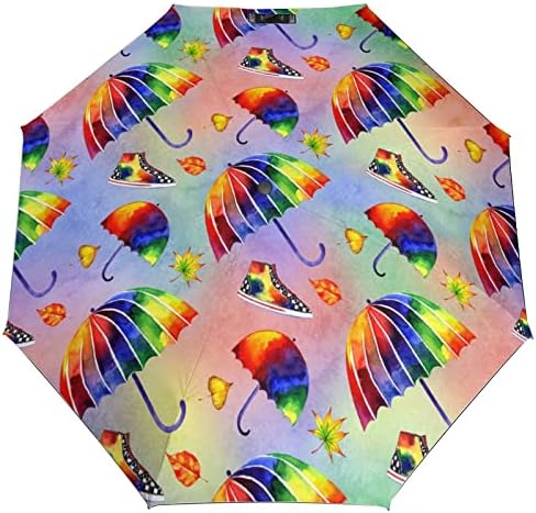 מטריית קשת בצבעי מים 3 קפלים מטריית נסיעות נגד אולטרה סגול מטריות אטומות לרוח מטרייה פתוחה אוטומטית