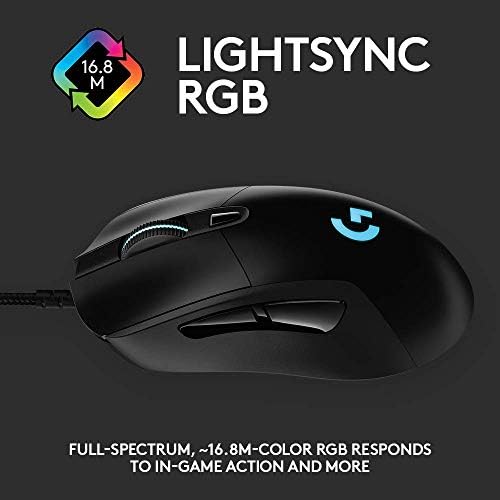 Logitech G403 Hero 25K Gaming Mouse & 13 מקלדת משחקי Prodigy, Lightsync RGB מקשים עם תאורה אחורית,