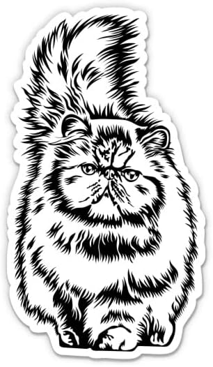 מדבקת חתול פרסית - מדבקת מחשב נייד 3 אינץ ' - ויניל אטום למים לרכב, טלפון, בקבוק מים - מדבקות גזע