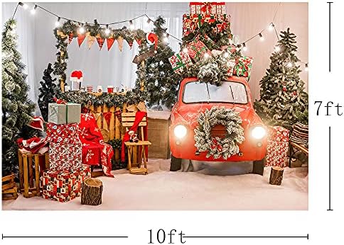 Mehofond 10x7ft עץ חג המולד חורפי עץ חג המולד אדום מתנות צילום רקע רקע מחרוז