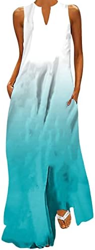 נשים אופנה שמלות מזדמנות וינטג 'נשים שמלת קיץ ללא שרוולים נגינה V צוואר מקסי שמלה אלגנטית חוף ארוך