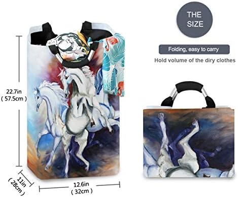 אלזה אמנות בעלי החיים סוס שמן ציור סל כביסה סל אחסון גדול סל עם ידיות עבור סלי מתנה, שינה, בגדים