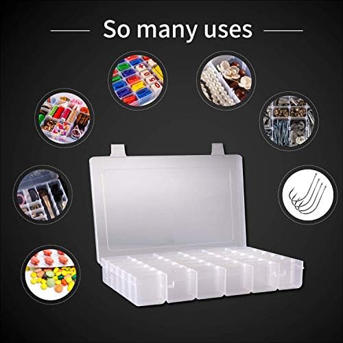 Sympabasic Souffahahouse מארגן פלסטיק קופסת מיכל 36 תאים קופסת אחסון תכשיטים עם מחלקים מתכווננים