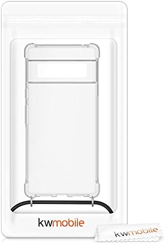 מארז Kwmobile Crossbody תואם ל- Google Pixel 6 Pro Case - ברור כיסוי טלפון TPU עם רצועת כבל שרוך - שקוף