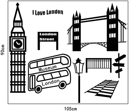 ביבי בריטי סגנון לונדון קיר מדבקות מדבקת ביג בן מגדל גשר אוטובוס רחוב אורות תמרור סלון ספה רקע קישוט
