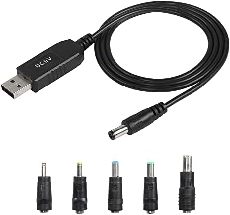 Sinloon 3.28ft USB 5V ל- DC 9V ממיר שלב למעלה כבל כוח ממיר מתח, USB ל- 5.5 ממ x 2.5 ממ מחבר