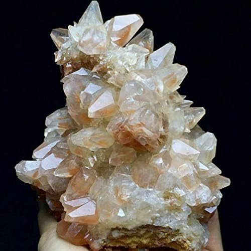 BERVSJ ריפוי אבן מינרלית 600 גרם פירמידה כתומה שקופה עמודת עמוד שן כלב קלציט דגימה קריסטל דגימה של צ'אקרה