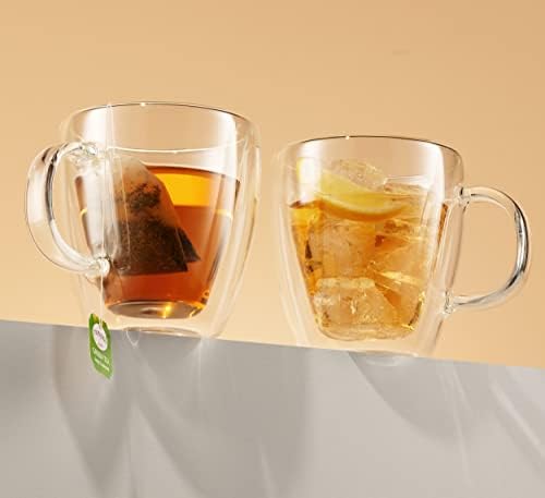 גודינגר קפה ספל סט, זכוכית ספלי קפה, כפול קיר מבודד זכוכית קפה כוסות, אספרסו כוסות, תה כוס-13.5 עוז, סט של 2