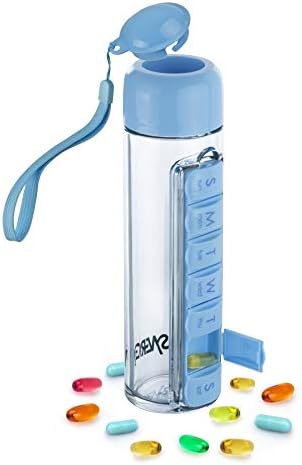 סינרגיה מים בקבוק & מגבר; הגלולה ארגונית-נסיעות אחסון מיכל מים, מיץ, ויטמינים - נייד 7-יום הפילבוקס-עבור