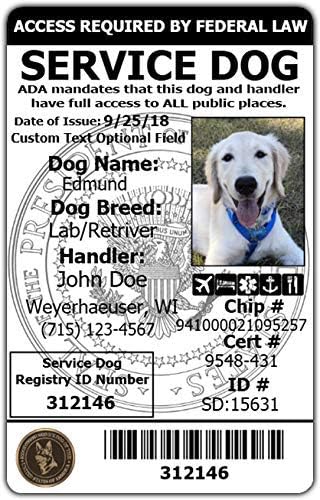 כלב שירות רשום פעיל ותעודת זהות של המטפל + מחזיק מנשא מזהה קליפ און + עותק דיגיטלי לנייד-עדה וצא תואם-נסיעות