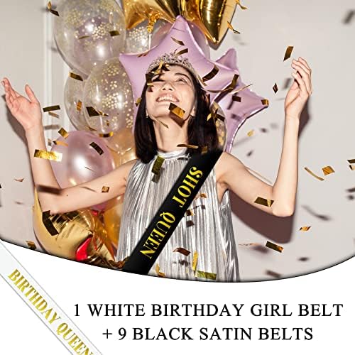 10 חתיכות יום הולדת אבנט יום הולדת מלכת אבנט שחור לבן שמח יום הולדת אבנט סט לנשים יום הולדת אביזרי קבוצת מתנות