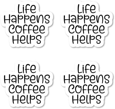 החיים קורה קפה עוזר למדבקות מדבקות ציטוטים מצחיקים - 2 חבילות - מדבקות מחשב נייד - מדבקות ויניל 2.5