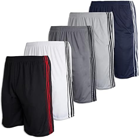 אמיתי יסודות 5 חבילה: גברים של רשת ספורט ביצועים כושר מכנסיים קצרים עם כיסים