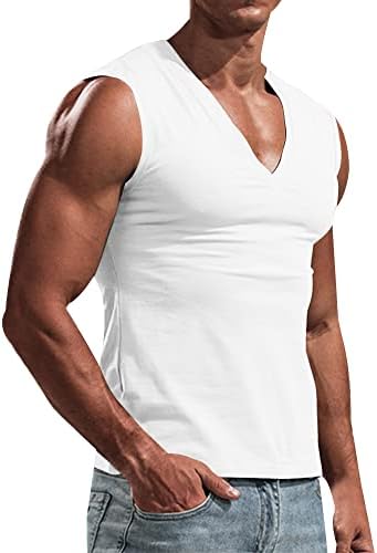 אסובו גברים של צוואר כושר חולצה ללא שרוולים מוצק רזה בכושר פיתוח גוף שרירים חולצות גופייה