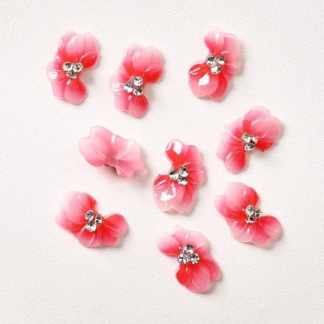 10 יחידות 3 ד אקריליק צד פרח אבני חן קסמי ציפורניים טרנדי גילוף פרחים תכשיטי ציפורניים עם פנינה למניקור טיפים
