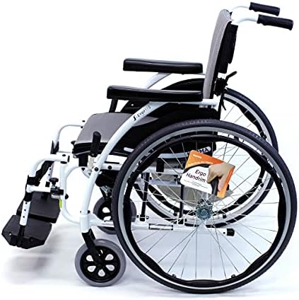 קרמן ס-115 25 פאונד כיסא גלגלים ארגונומי קל במיוחד עם משענת רגליים נשלפת בלבן אלפיני