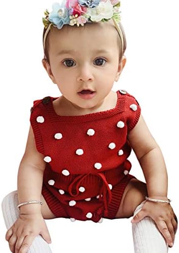 פשוט ילדים תינוקת לסרוג פונפונים רומפר ללא שרוולים תינוקת לסרוג בגדים