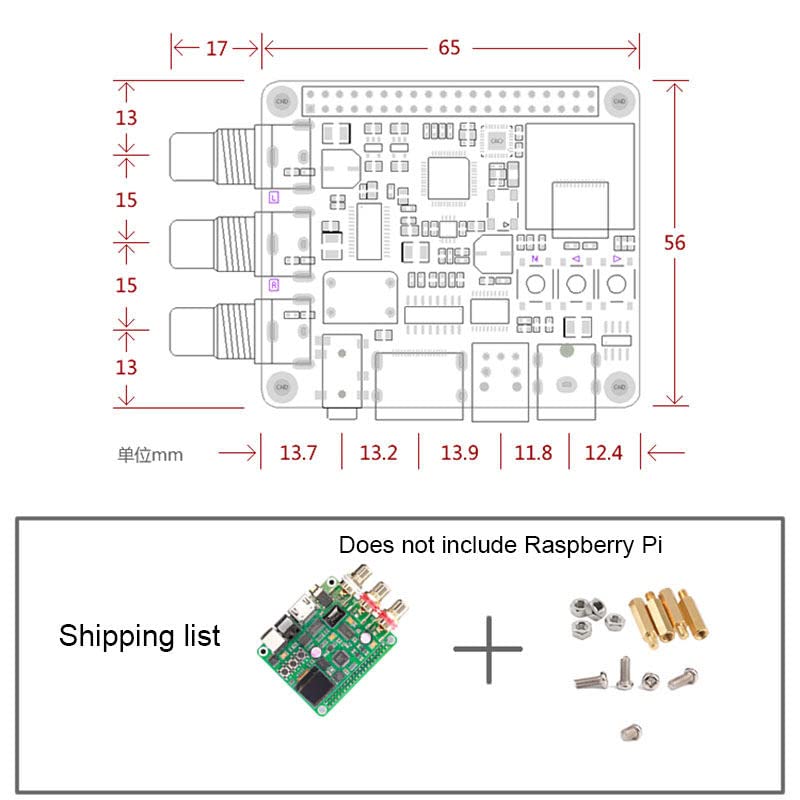 Raspberry Pi DAC DAC Audoder Board Hifi הרחבה Moudle תומך בסיבים קואקסיאליים i2s בחוץ עבור