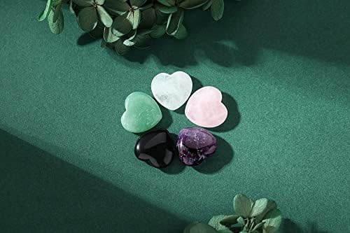 Yatojuzi 5 pcs גבישי ריפוי לב טבעי וגבישים 2 יחידות אבן דאגה אבן עין טייגר סטים קריסטלים ריפוי