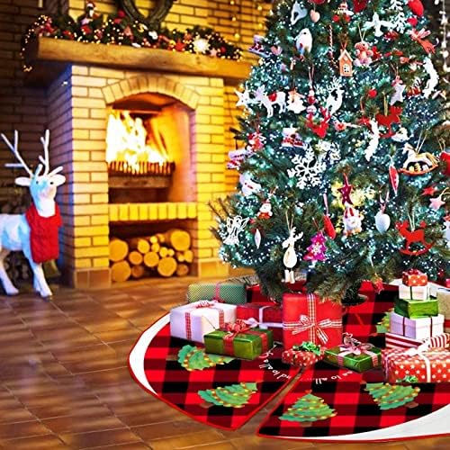 חצאית עץ חג המולד משובץ באפלו אדום ושחור חצאית עץ חג מולד שמח מחצלת עץ עץ מותאמת אישית למסיבת חג קישוטים