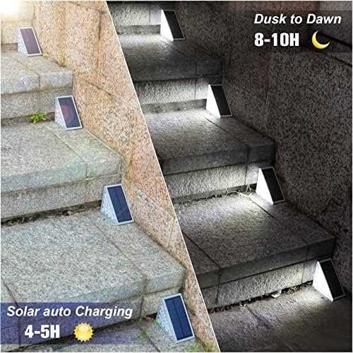 אורות מדרגות סולאריים של Volisun אורות מדרגות חיצוניות חיצוניות לבנות 6-חבילה+ אורות מדרגות סולאריים
