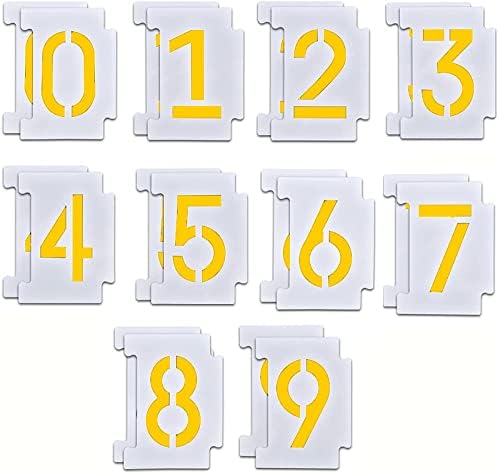 20 חתיכות ערכת סטנסיל שפת שטח 0-9 שבלונות מספר כתובת, ערכת שבלונות שפת המדרכה לציור כתובות, שבלונות מספרי פלסטיק