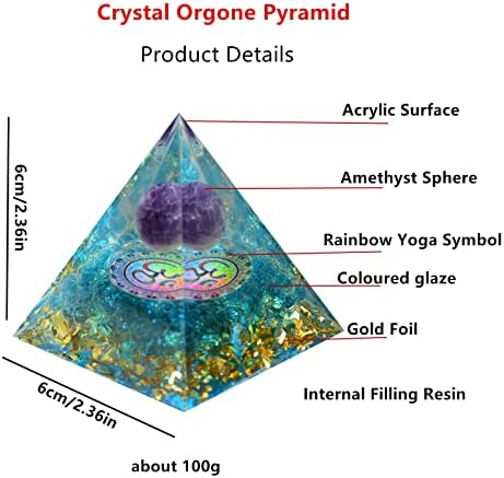 קריסטל פירמידה אורגון, אבן ריפוי להגנה על EMF, צ'אקרה איזון אבן פירמידה, מחולל אנרגיה של כדור קריסטל