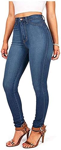 מכנסי מכנסי ג'ינס מלחמה גבוהה של Lariau לנשים כפתור פוליאסטר אישה יומי